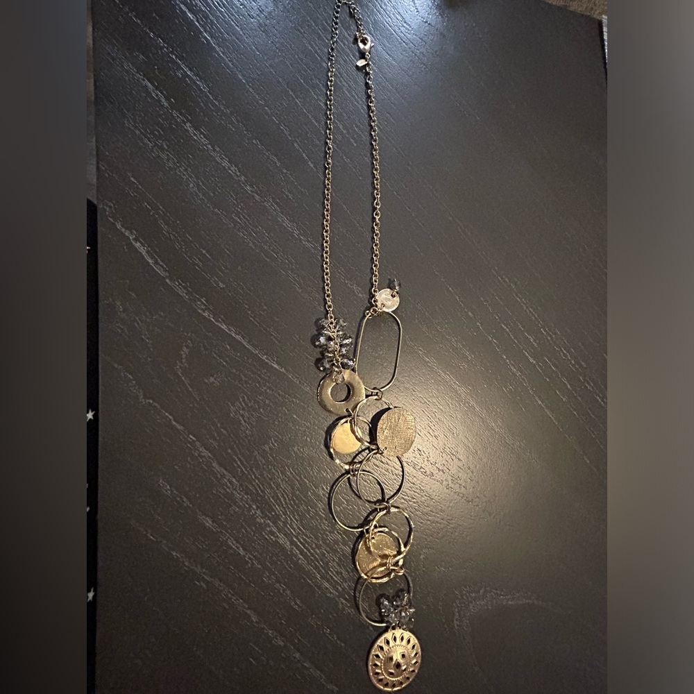 Chico’s open link long necklace with crystal stones embellished